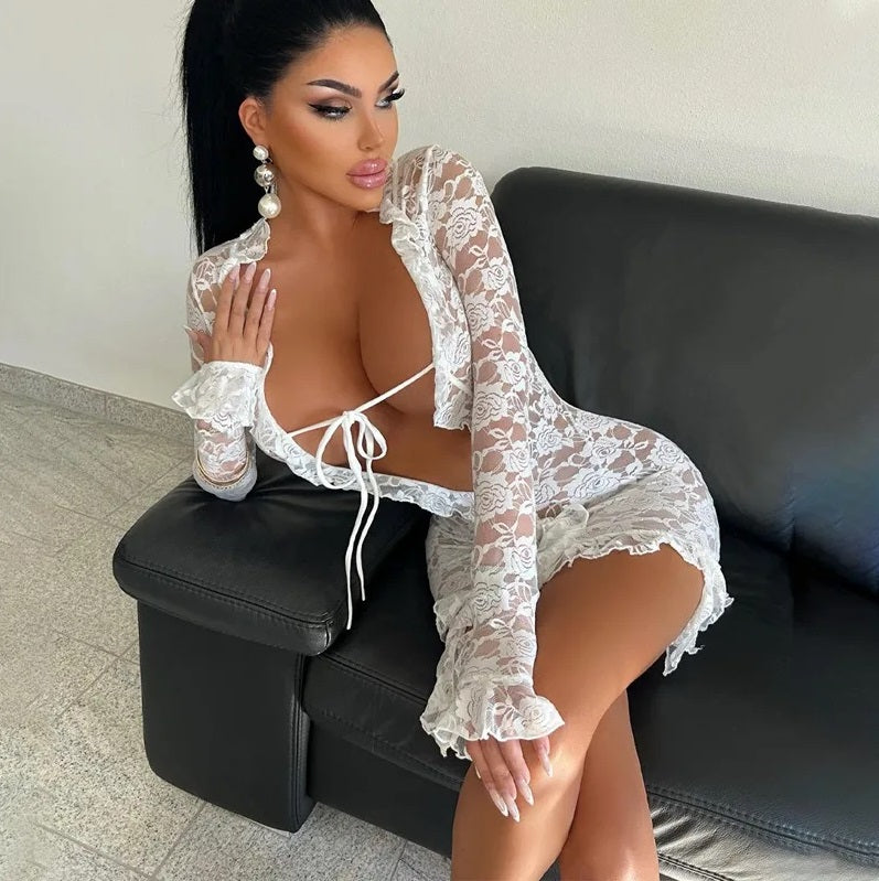 Sexy White Lace Mini Dress