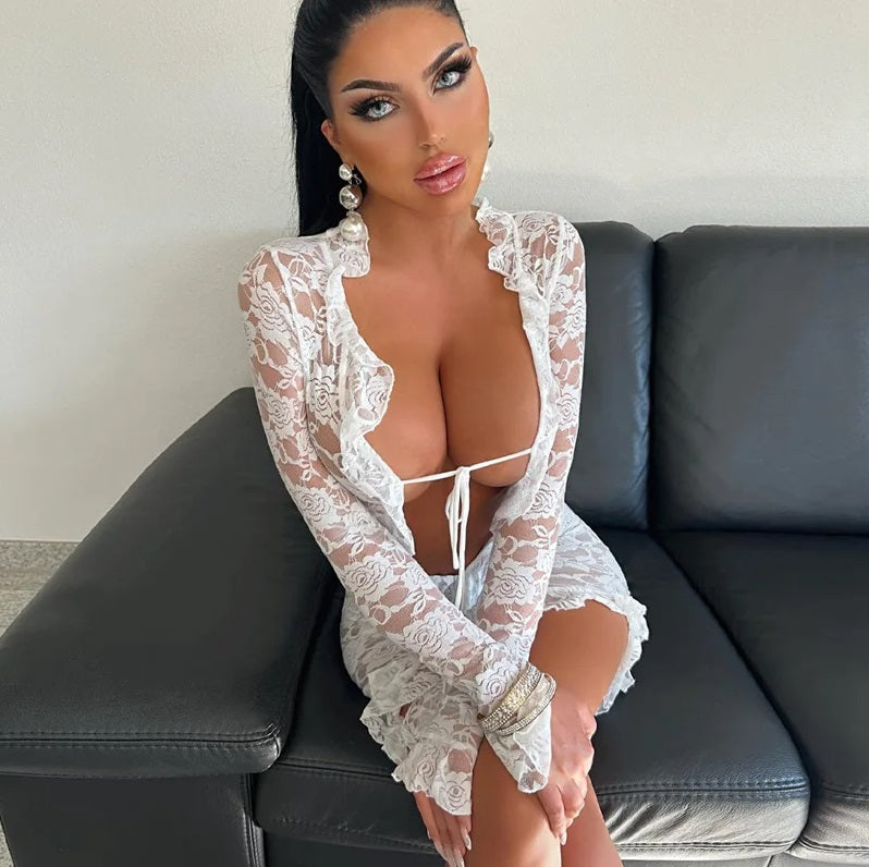 Sexy White Lace Mini Dress