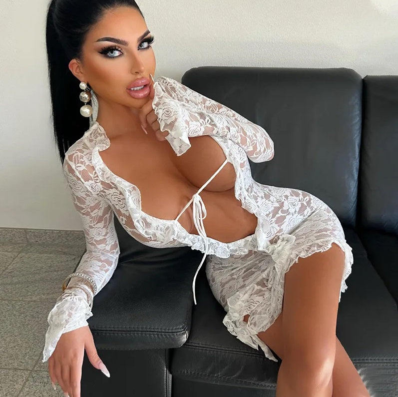 Sexy White Lace Mini Dress