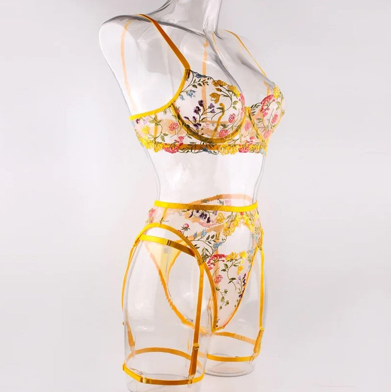 3 piece Floral Lace Lingerie