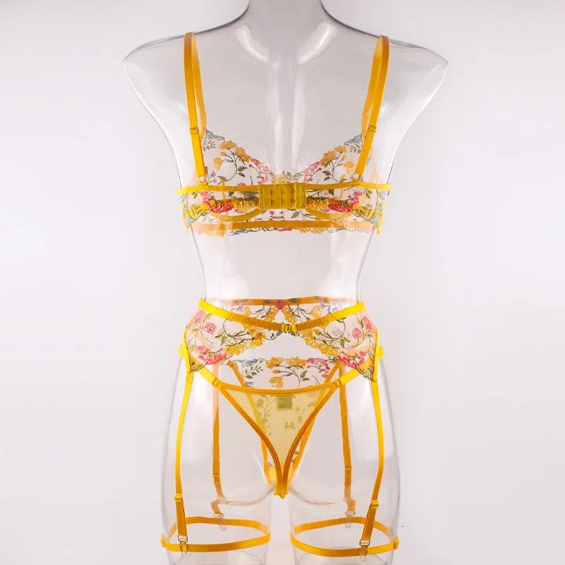 3 piece Floral Lace Lingerie