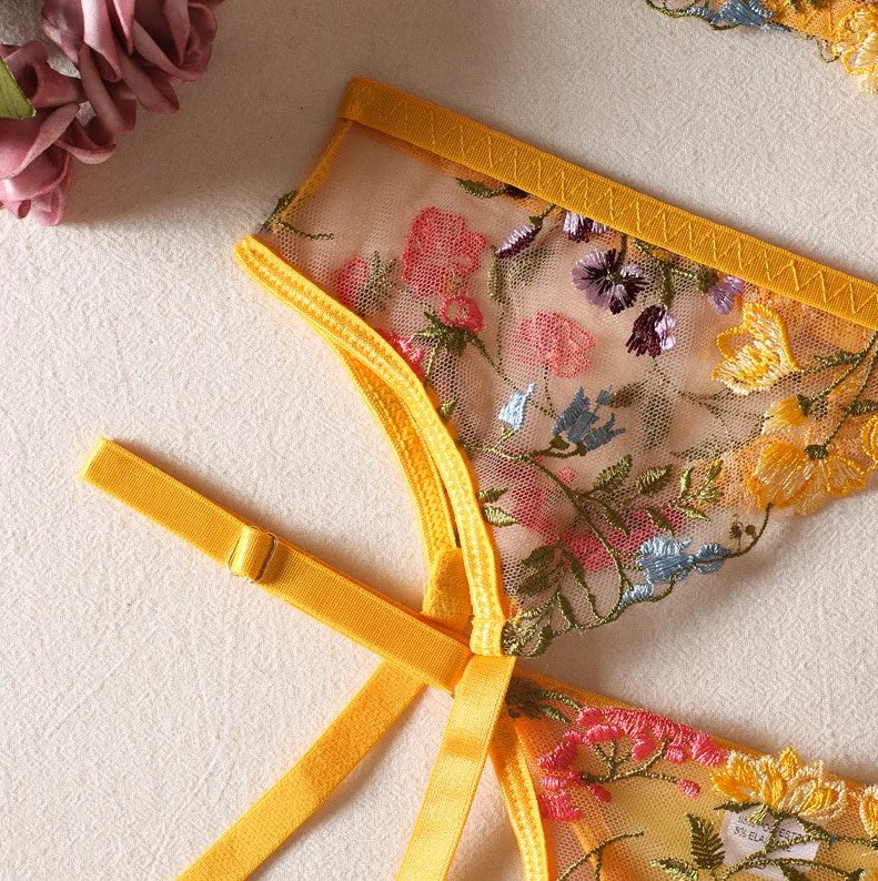 3 piece Floral Lace Lingerie