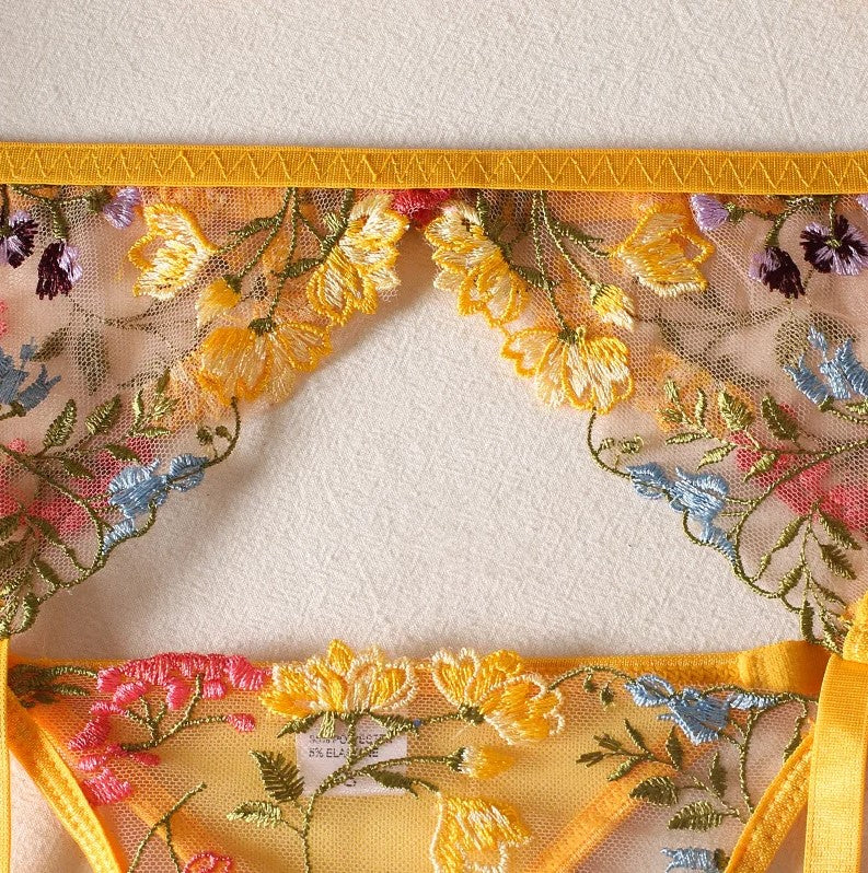 3 piece Floral Lace Lingerie