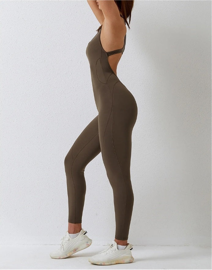 Yoga Jumpsuit Cut Open Back
