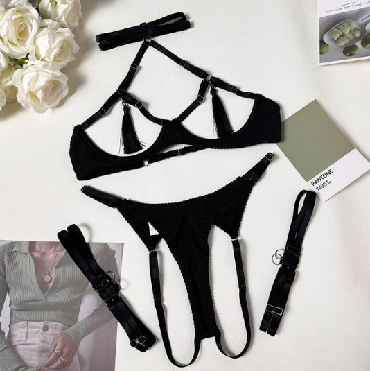 Sensual Lingerie Set with Tassels Bra